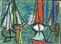 Unbekannt - Segelboote - o.J. - Farblinolschnitt auf sehr feinem Papier