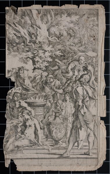 unbekannt - Tempelopfer - undatiert - Kupferstich auf Büttenpapier