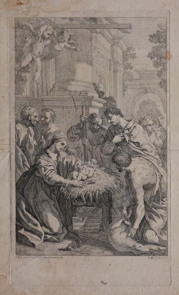 Pietro Da Cortona nach - Heilige Familie - 1681 - Kupferstich auf Büttenpapier