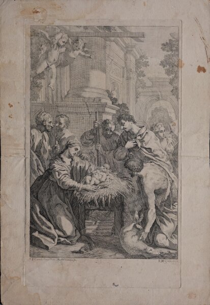 Pietro Da Cortona nach - Heilige Familie - 1681 - Kupferstich auf Büttenpapier