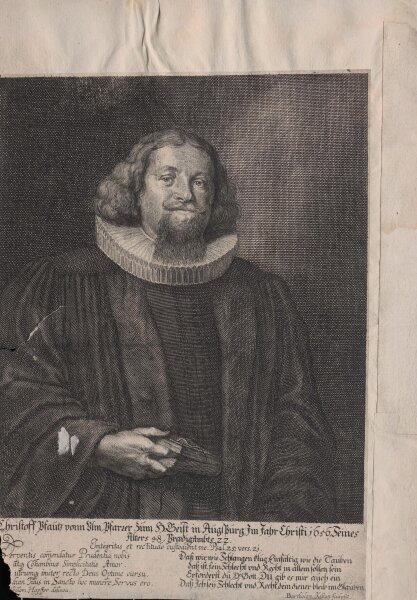 Bartholomäus Kilian - Bildnis Christoph Pfautz d. Ä. - undatiert - Kupferstich auf Büttenpapier