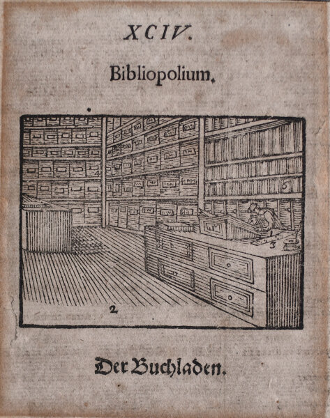 unbekannt - XCIV. Bibliopolium. Der Buchladen - undatiert - Kupferstich
