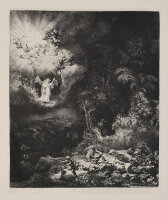 Rembrandt nach - Die Verkündigung der Hirten - 1885 - Heliogravüre auf festem Karton