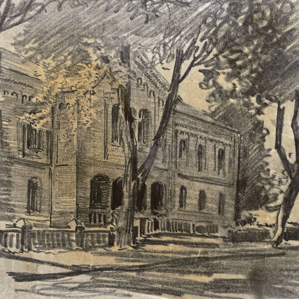 wohl Hugo Eichler - Ansicht eines Gebäudes - o.J. - Bleistift, fixiert