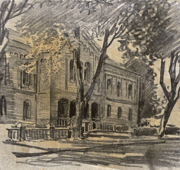 wohl Hugo Eichler - Ansicht eines Gebäudes - o.J. - Bleistift, fixiert