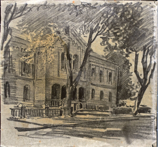 wohl Hugo Eichler - Ansicht eines Gebäudes - o.J. - Bleistift, fixiert