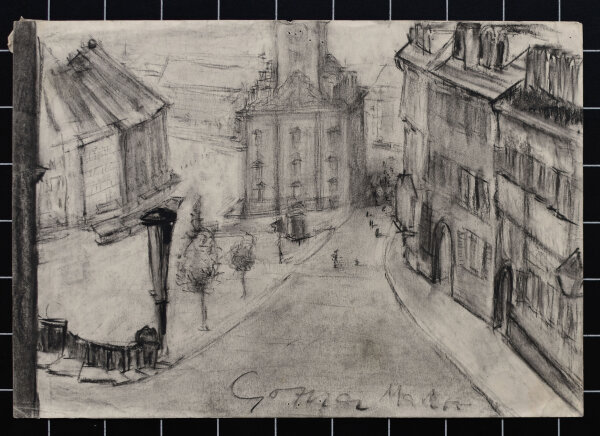 unbekannt - Gotha, Markt - 1967 - Kohlezecihnung