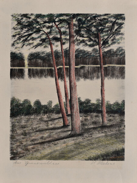 H. Martens - Am Grunewaldsee - undatiert - Farblithografie