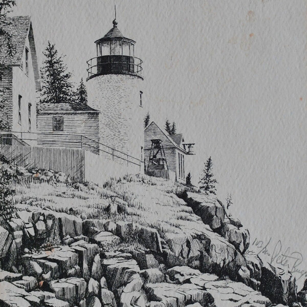Peter Bugda - Leuchtturm an der Küste - undatiert - Lithografie