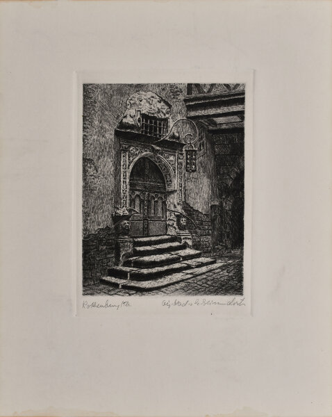 unbekannt - Portal im Rathaus. Rothenburg/Tauber - undatiert - Radierung auf Büttenpapier