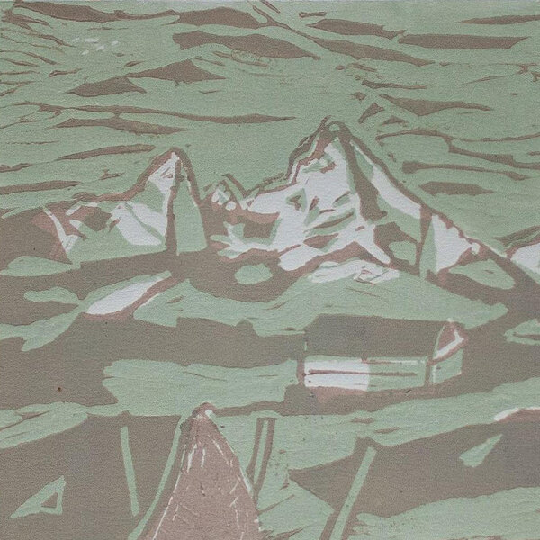 Friederike Sühs-Steiner - Berglandschaft - undatiert - Farbholzschnitt auf Büttenpapier