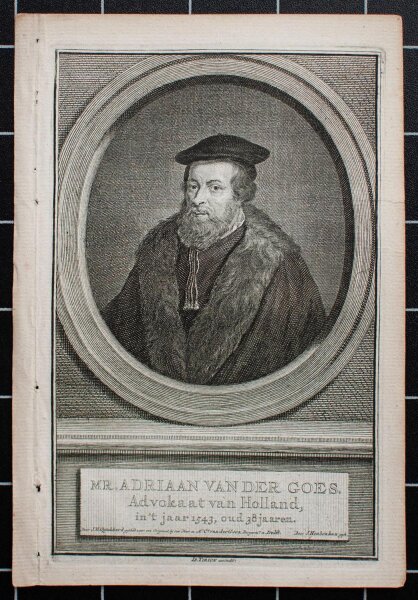 Jacobus Houbraken - Bildnis Adriaan van der Goes - 1750 - Kupferstich auf Büttenpapier