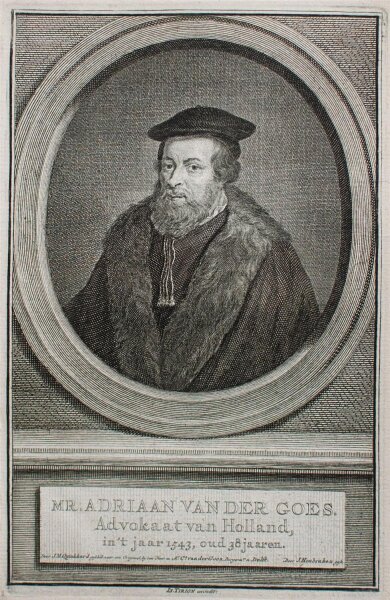 Jacobus Houbraken - Bildnis Adriaan van der Goes - 1750 - Kupferstich auf Büttenpapier