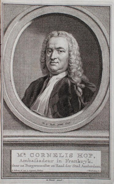 Jacobus Houbraken - Cornelis Hop, Diplomat - 1750 - Kupferstich auf Büttenpapier