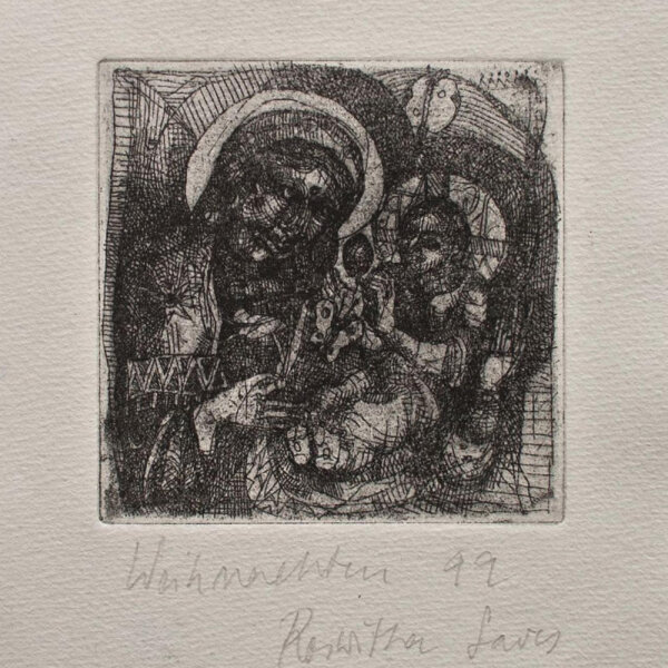 Roswitha Laves - Weihnachtsgrafik - 1999 - Radierung auf Büttenpapier
