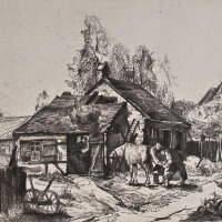 Ernst Schäffer - Hufschmied - undatiert - Radierung