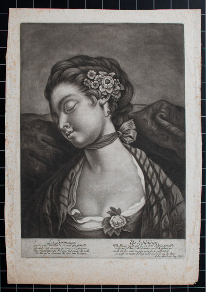 Johann Jacob Haid - La Dormeuse/ Die Schläfrige - undatiert - Mezzotinto auf Büttenpapier