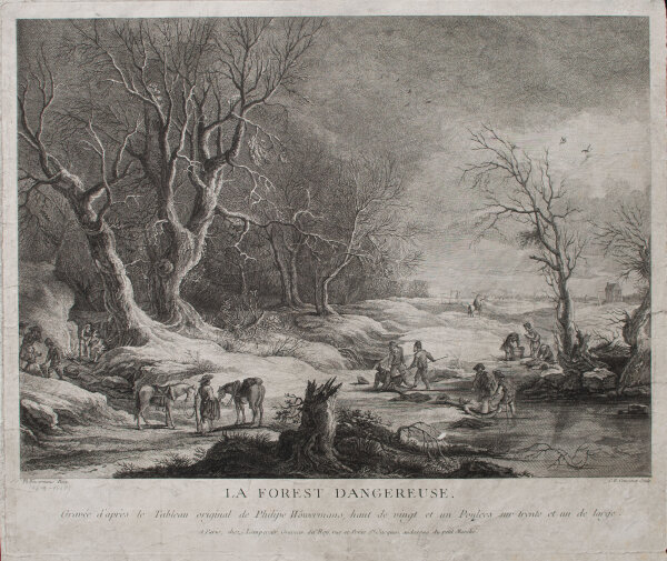 Catherine Elizabeth Lempereur nach Philips Wouwermans - La Forest Dangereuse - undatiert - Radierung auf Büttenpapier