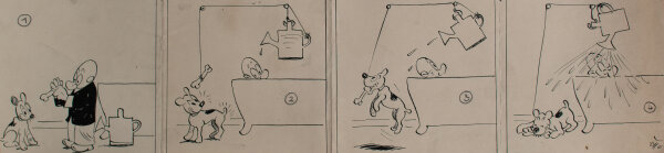 Max Otto - Stups bastelt sich ein Brausebad - ca. 1935 - Tinte, Tusche