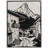 Hans Venter - Bergdorf - undatiert - Holzschnitt