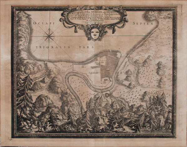 Erik Dahlberg Kartograph, Christoph Riegel Herausgeber. - Ichnographia urbis Nidrosiae vulgo Dronheem in Norwegia eo statu - undatiert - Kupferstich