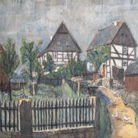 unbekannt - Dorfansicht (Sachsen?) - undatiert - Aquarell