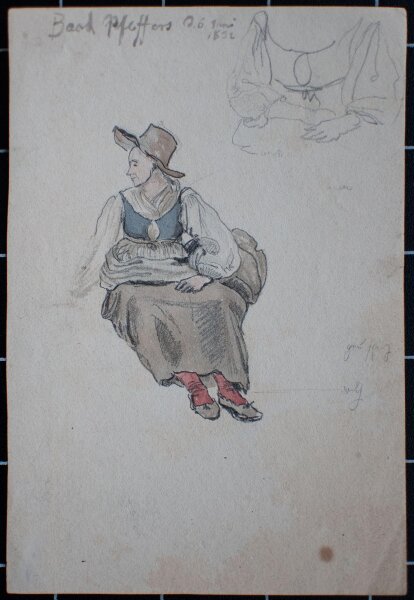unbekannt - Frauenbildnis in Tracht - 1832 - Aquarell