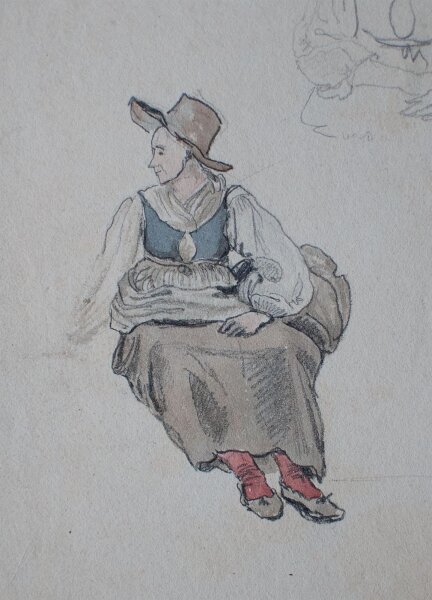 unbekannt - Frauenbildnis in Tracht - 1832 - Aquarell