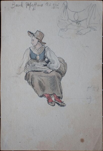 unbekannt - Frauenbildnis in Tracht - 1832 - Aquarell