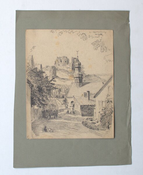 Wilhelm Danz - Gutenb,uerg, Alte Ansicht - 1920 - Bleistiftzeichnung