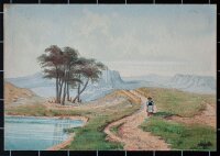 A. Peters - Einsame Wanderin - 1863 - Aquarell