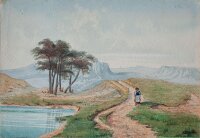 A. Peters - Einsame Wanderin - 1863 - Aquarell