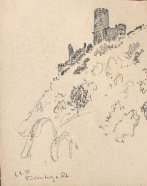 Wilhelm Danz - Fürstenberg am Rhein - 1920 - Bleistiftzeichnung