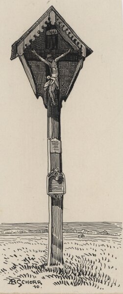 B. Schorr - Wegekreuz/Wanderschrein - 1910 - Federzeichnung