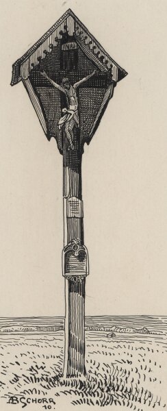 B. Schorr - Wegekreuz/Wanderschrein - 1910 - Federzeichnung