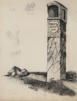 B. Schorr - Wegekreuz/Meilenstein - 1904 - Federzeichnung
