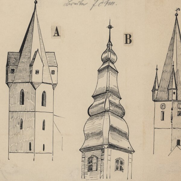 unbekannt - Kirchtürme - undatiert - Federzeichnung