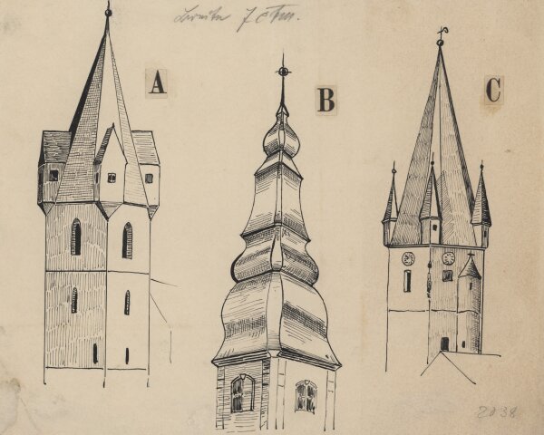 unbekannt - Kirchtürme - undatiert - Federzeichnung