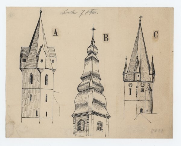 unbekannt - Kirchtürme - undatiert - Federzeichnung