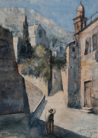 F. Petersen - Salita San Paolo, Genua - 1893 - Aquarell