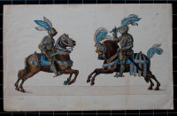 Th. Soltükow - Kämpferde Ritter - undatiert - Lithografie im alten Kolorit