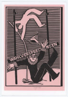 Roland R. Berger - Satirische Neujahrskarte - 2008 - Holzschnitt