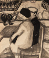 Andreas Brexendorff - Paar auf einer Bank - undatiert - Tuschezeichnung