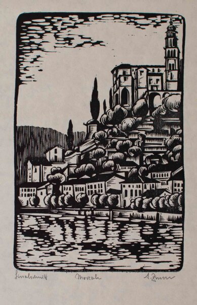 A. Zinser? - Ortsansicht - undatiert - Linolschnitt