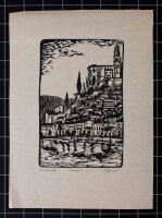 A. Zinser? - Ortsansicht - undatiert - Linolschnitt