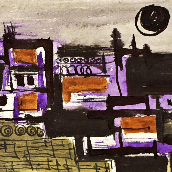 Unbekannt - Stadt bei Nacht - undatiert - Aquarell, Tusche und Feder