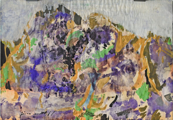 Unbekannt - Abstrakte Berglandschaft - 1961 - Aquarell und Gouache