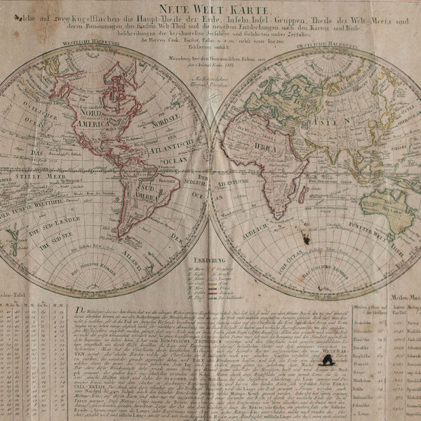 Christoph Fembo - Neue Welt Karte - 1813 - kolorierter Kupferstich