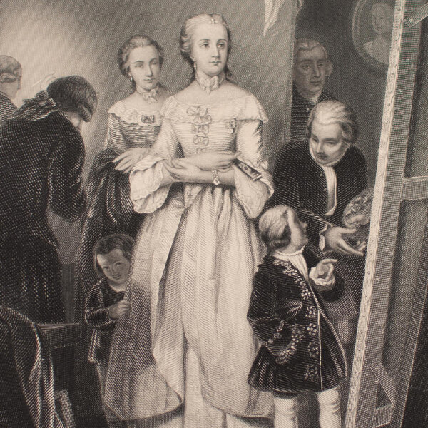 William French nach C. Hemerlein - Maria Theresia in Meytens Atelier - 1880 - Stahlstich
