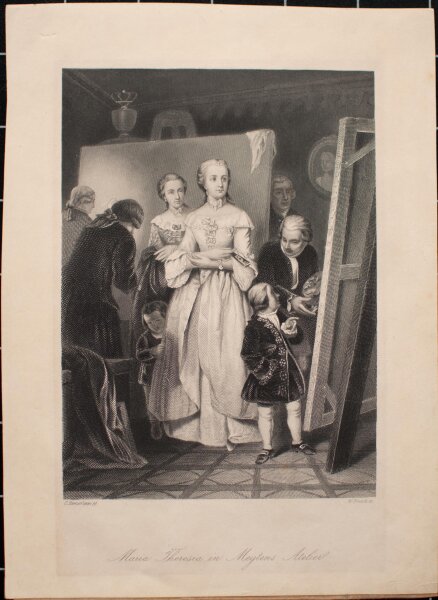 William French nach C. Hemerlein - Maria Theresia in Meytens Atelier - 1880 - Stahlstich